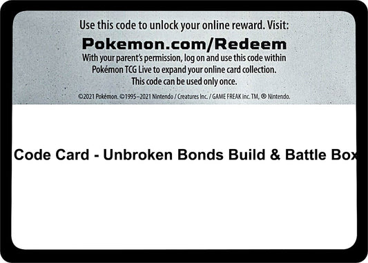 Image for Code Card - Unbroken Bonds Build & Battle Box (SM - Unbroken Bonds) - Pokemon