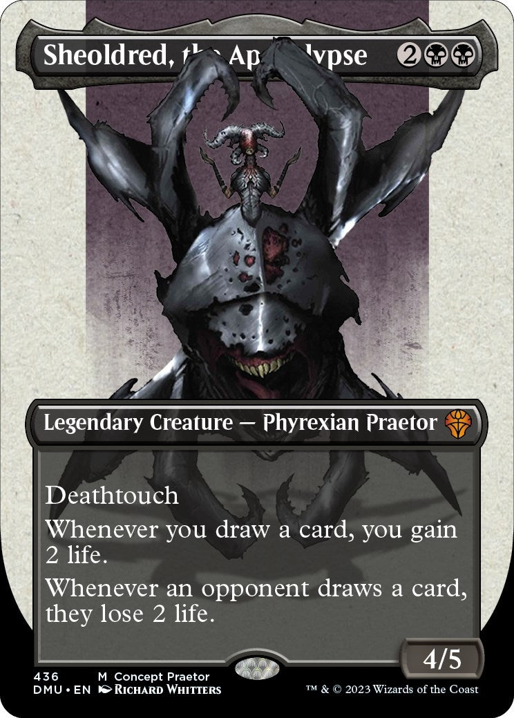 Image for Sheoldred, the Apocalypse (Concept Praetor) (Step-And-Compleat Foil) (436) (Phyrexia: All Will Be One) - Magic: The Gathering