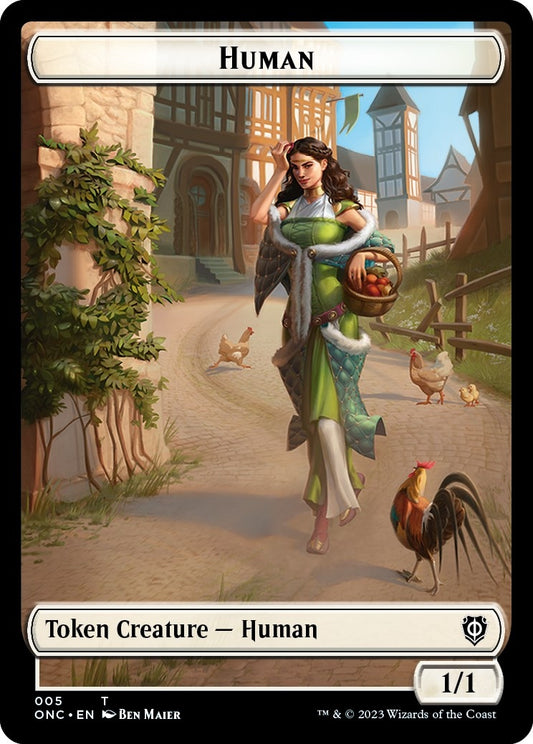Image for Human // Spirit Double-Sided Token (5 // 9) (Commander: Phyrexia: All Will Be One) - Magic: The Gathering