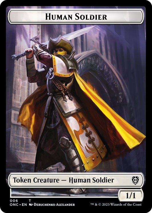 Image for Human Soldier // Elephant Double-Sided Token (6 // 14) (Commander: Phyrexia: All Will Be One) - Magic: The Gathering