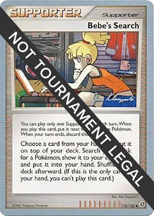 Image for Bebe's Search - 2008 (Jason Klaczynski) (119/132) (World Championship Decks) - Pokemon