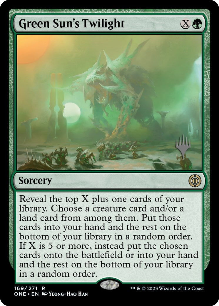 Image for Green Sun's Twilight (169) (Promo Pack: Phyrexia: All Will Be One) - Magic: The Gathering