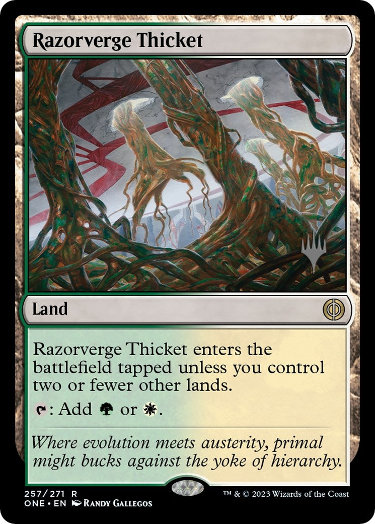 Image for Razorverge Thicket (257) (Promo Pack: Phyrexia: All Will Be One) - Magic: The Gathering