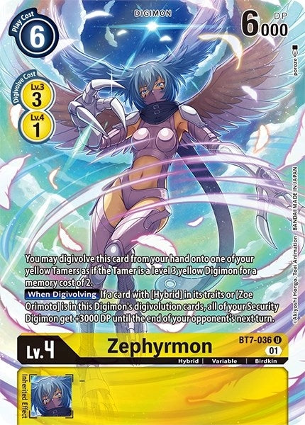 Image for Zephyrmon (Alternate Art) (BT7-036 U) (Dimensional Phase) - Digimon Card Game
