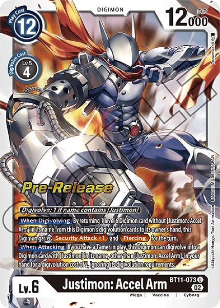 Image for Justimon: Accel Arm (BT11-073 U) (Dimensional Phase Pre-Release Cards) - Digimon Card Game
