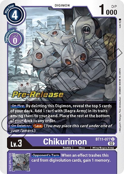 Image for Chikurimon (BT11-077 U) (Dimensional Phase Pre-Release Cards) - Digimon Card Game