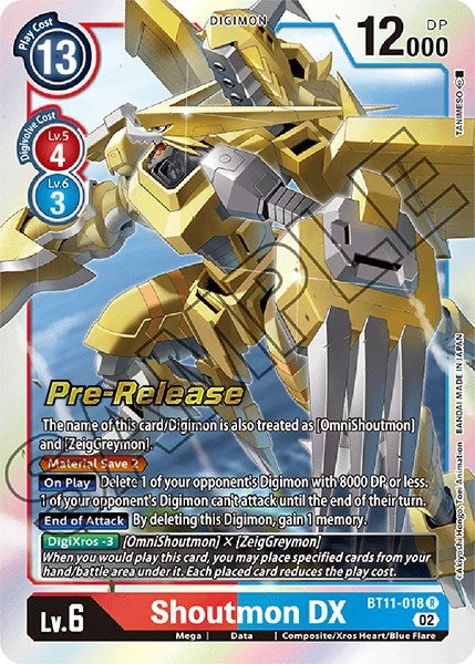 Image for Shoutmon DX (BT11-018 R) (Dimensional Phase Pre-Release Cards) - Digimon Card Game