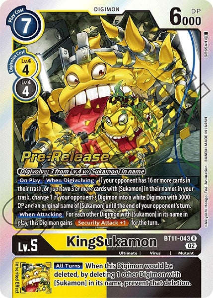 Image for KingSukamon (BT11-043 R) (Dimensional Phase Pre-Release Cards) - Digimon Card Game