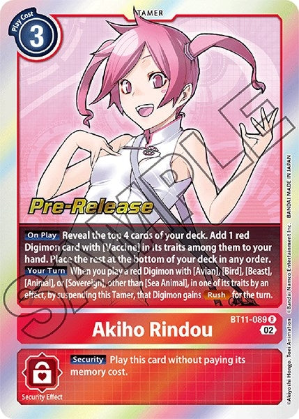 Image for Akiho Rindou (BT11-089 R) (Dimensional Phase Pre-Release Cards) - Digimon Card Game