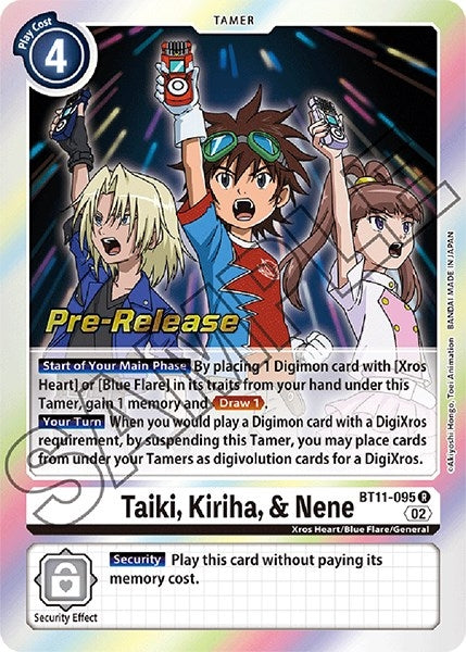 Image for Taiki, Kiriha, & Nene (BT11-095 R) (Dimensional Phase Pre-Release Cards) - Digimon Card Game