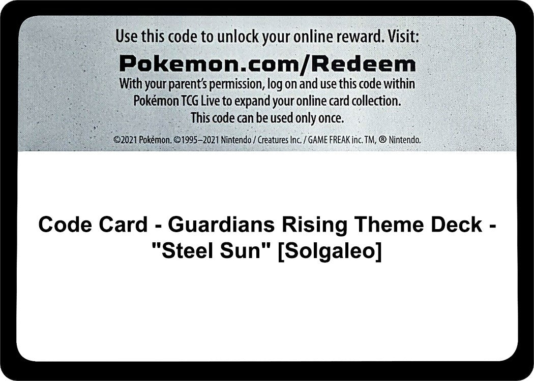 Image for Code Card - Guardians Rising Theme Deck - "Steel Sun" [Solgaleo] (SM - Guardians Rising) - Pokemon