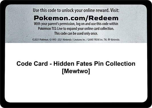 Image for Code Card - Hidden Fates Pin Collection [Mewtwo] (Hidden Fates) - Pokemon