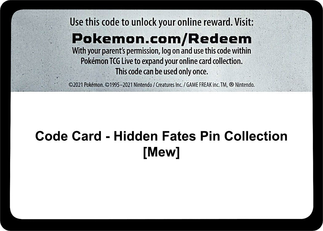 Image for Code Card - Hidden Fates Pin Collection [Mew] (Hidden Fates) - Pokemon