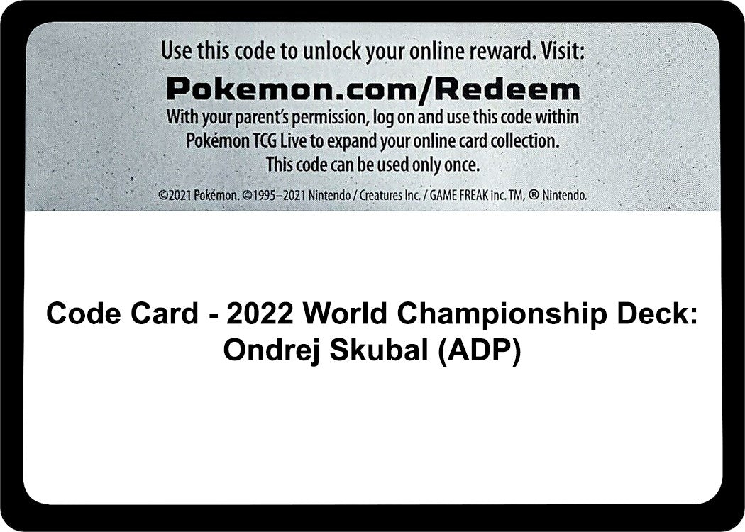 Image for Code Card - 2022 World Championship Deck: Ondrej Skubal (ADP) (World Championship Decks) - Pokemon