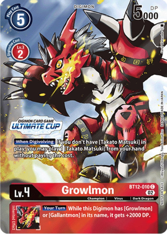 Image for Growlmon (Ultimate Cup) (BT12-010 C) (Across Time) - Digimon Card Game