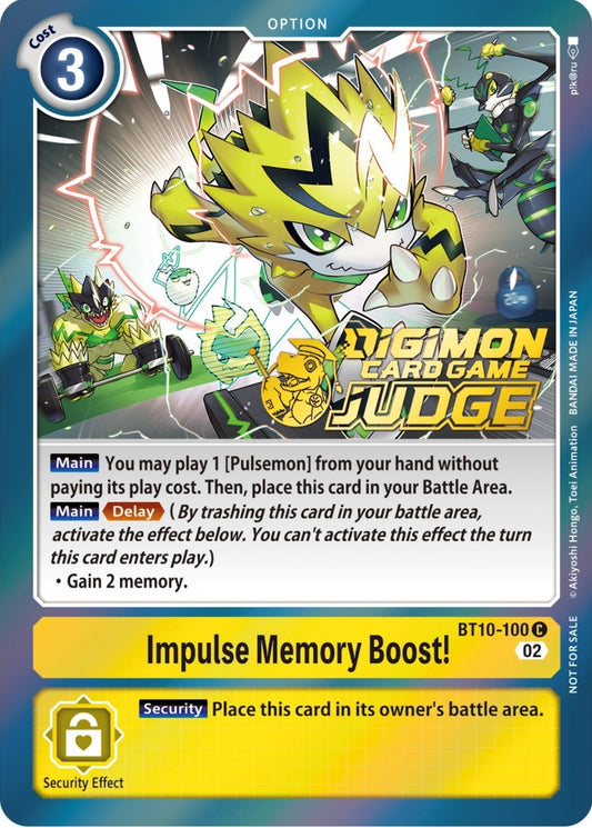 Image for Impulse Memory Boost! (Judge Pack 3) (BT10-100 C) (Xros Encounter) - Digimon Card Game