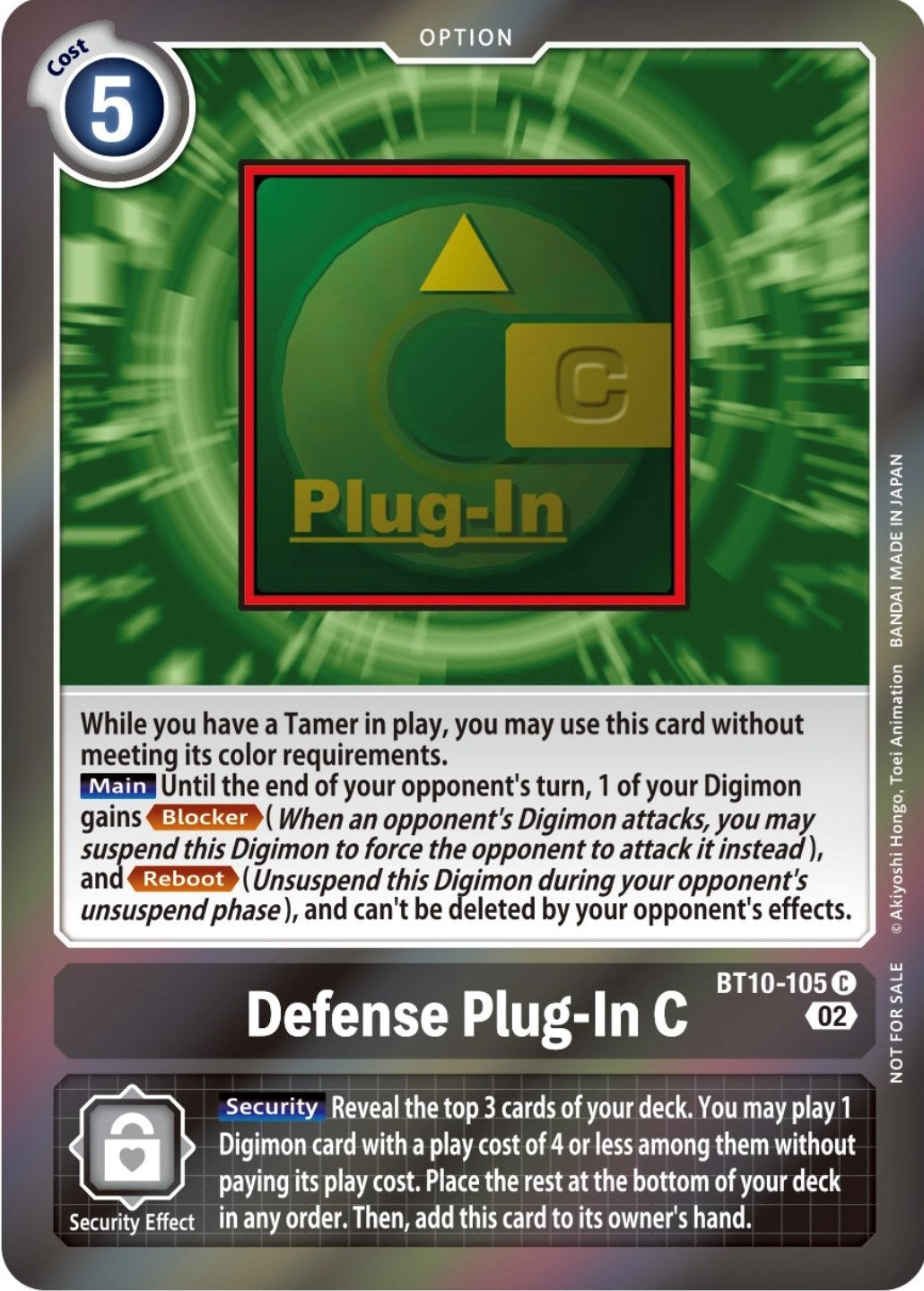 Image for Defense Plug-In C (Event Pack 4) (BT10-105 C) (Xros Encounter) - Digimon Card Game
