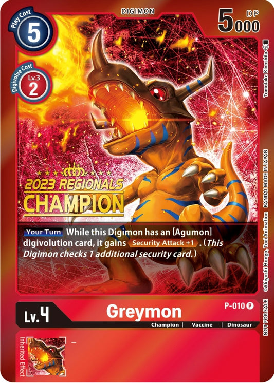 Image for Greymon - P-010 (2023 Regionals Champion) (P-010 P) (Digimon Promotion Cards) - Digimon Card Game