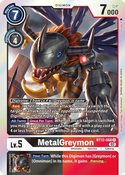 Image for MetalGreymon (BT12-068 R) (Across Time) - Digimon Card Game