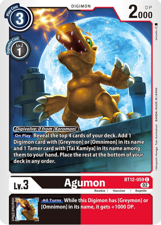 Image for Agumon - BT12-059 (BT12-059 C) (Across Time) - Digimon Card Game