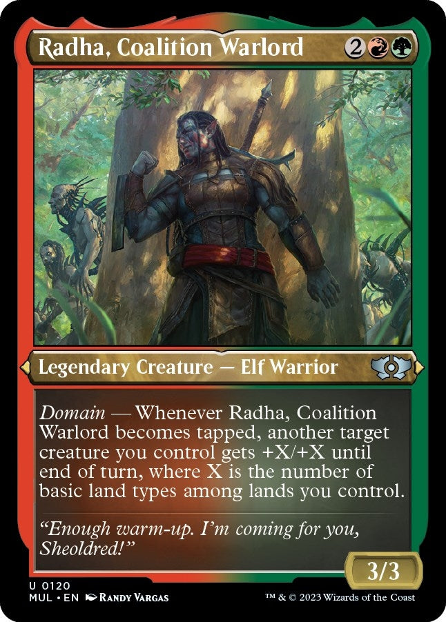 Image for Radha, Coalition Warlord (Foil Etched) (120) (March of the Machine: Multiverse Legends) - Magic: The Gathering