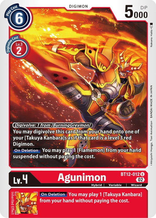 Image for Agunimon (BT12-012 U) (Across Time) - Digimon Card Game