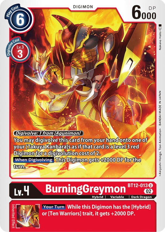 Image for BurningGreymon (BT12-013 U) (Across Time) - Digimon Card Game