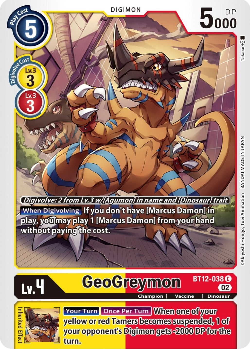 Image for GeoGreymon (BT12-038 C) (Across Time) - Digimon Card Game