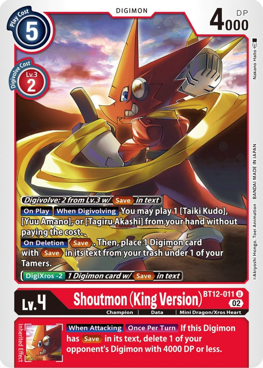 Image for Shoutmon (King Version) (BT12-011 U) (Across Time) - Digimon Card Game