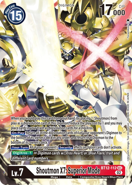 Image for Shoutmon X7: Superior Mode (BT12-112 SEC) (Across Time) - Digimon Card Game