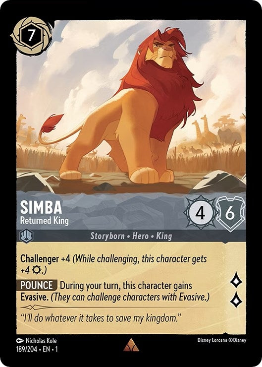 Image for Simba - Returned King (189/204) (The First Chapter) - Disney Lorcana