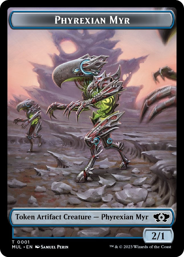Image for Phyrexian Myr // Emblem - Wrenn and Realmbreaker Double-Sided Token (1 // 23) (March of the Machine) - Magic: The Gathering