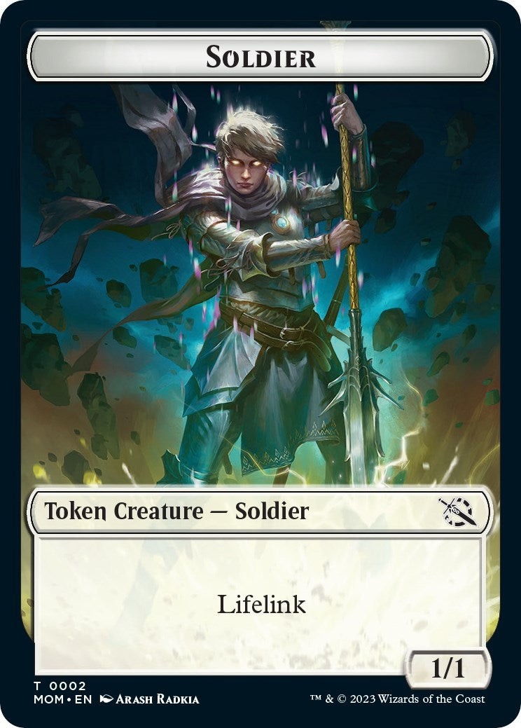 Image for Soldier // Emblem - Teferi Akosa of Zhalfir Double-Sided Token (2 // 22) (March of the Machine) - Magic: The Gathering