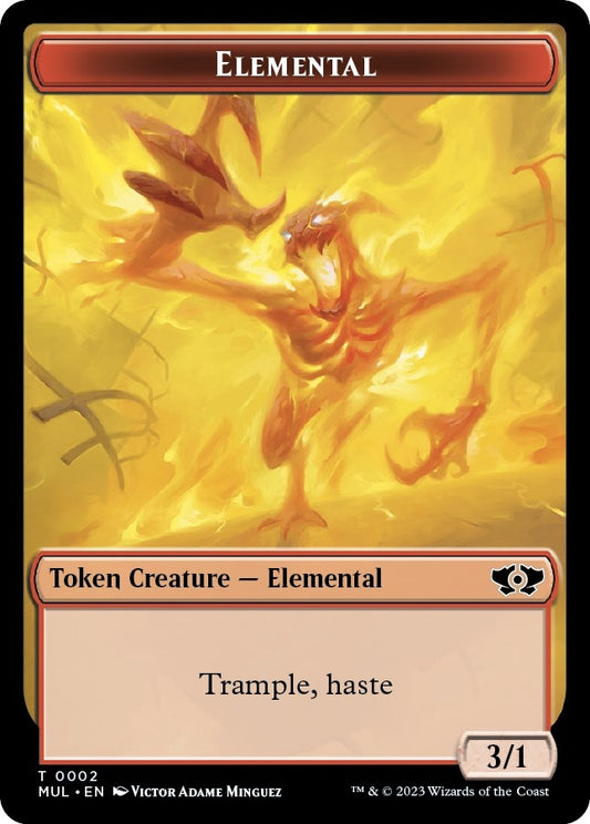 Image for Elemental (0002) // Emblem - Teferi Akosa of Zhalfir Double-Sided Token (2 // 22) (March of the Machine) - Magic: The Gathering