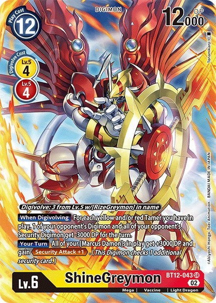 Image for ShineGreymon (Alternate Art) (BT12-043 SR) (Across Time) - Digimon Card Game