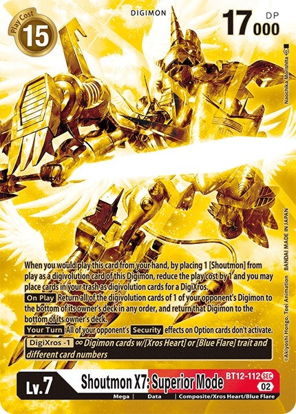 Image for Shoutmon X7: Superior Mode (Alternate Art) (Gold) (BT12-112 SEC) (Across Time) - Digimon Card Game