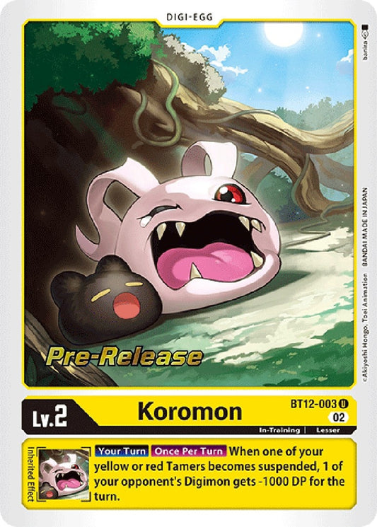 Image for Koromon (BT12-003 U) (Across Time Pre-Release Cards) - Digimon Card Game