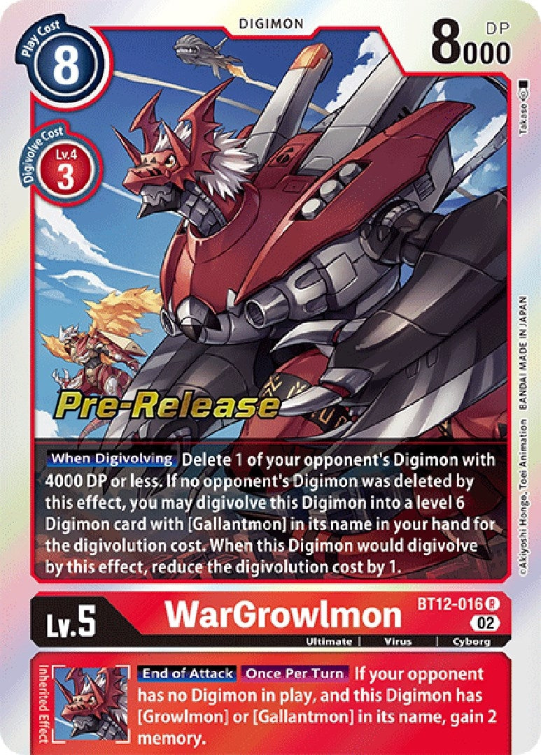 Image for WarGrowlmon (BT12-016 R) (Across Time Pre-Release Cards) - Digimon Card Game