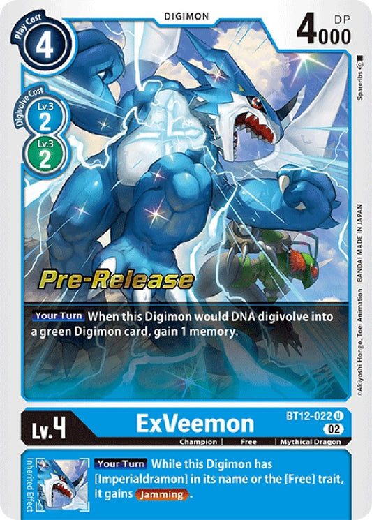 Image for ExVeemon (BT12-022 U) (Across Time Pre-Release Cards) - Digimon Card Game