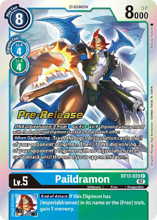Image for Paildramon (BT12-028 R) (Across Time Pre-Release Cards) - Digimon Card Game
