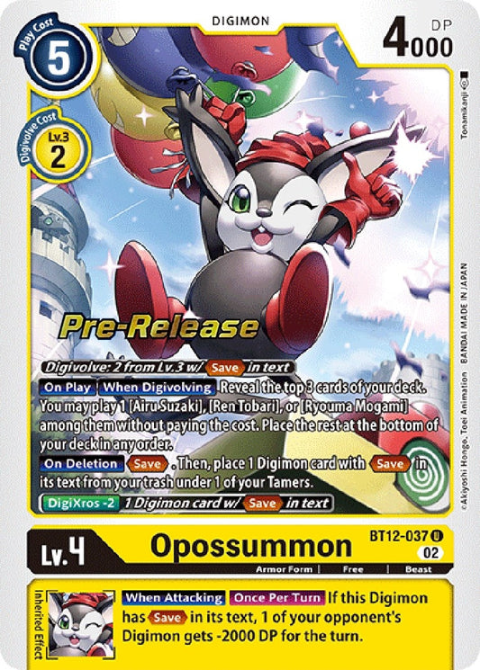 Image for Opossummon (BT12-037 U) (Across Time Pre-Release Cards) - Digimon Card Game