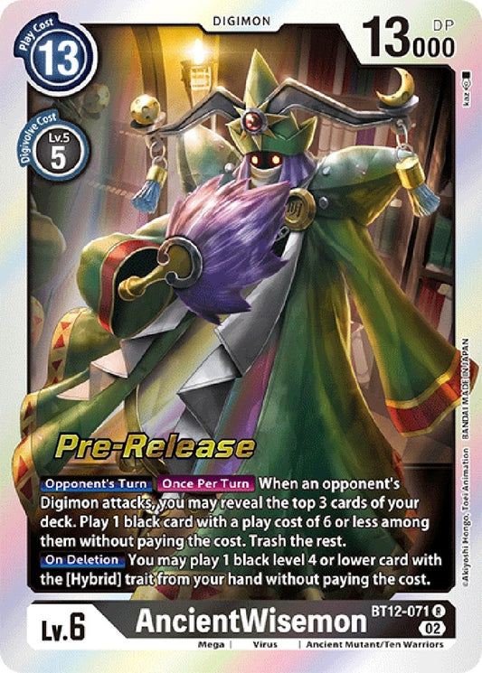 Image for AncientWisemon (BT12-071 R) (Across Time Pre-Release Cards) - Digimon Card Game