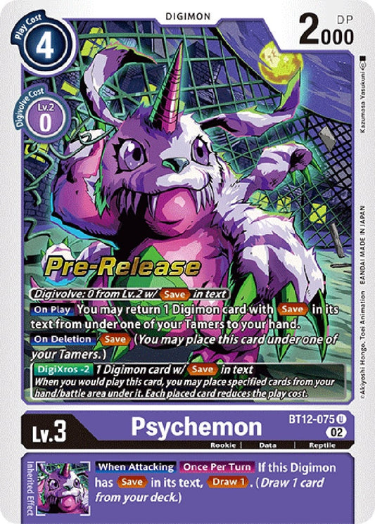 Image for Psychemon (BT12-075 U) (Across Time Pre-Release Cards) - Digimon Card Game