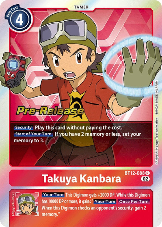 Image for Takuya Kanbara (BT12-088 R) (Across Time Pre-Release Cards) - Digimon Card Game