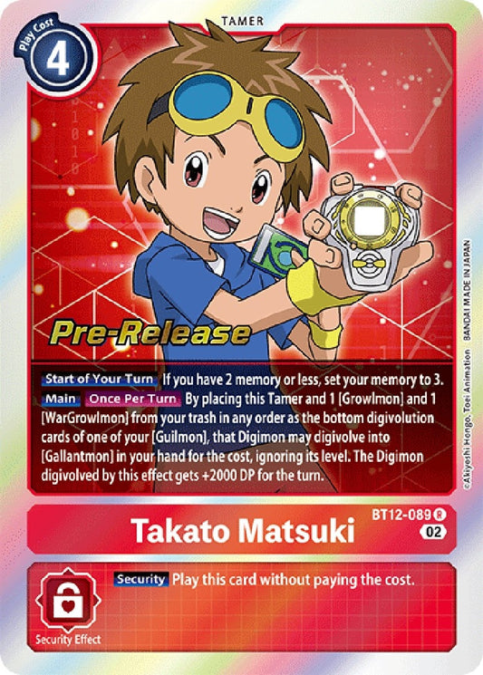 Image for Takato Matsuki (BT12-089 R) (Across Time Pre-Release Cards) - Digimon Card Game