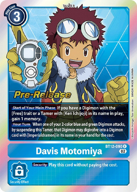 Image for Davis Motomiya (BT12-090 R) (Across Time Pre-Release Cards) - Digimon Card Game