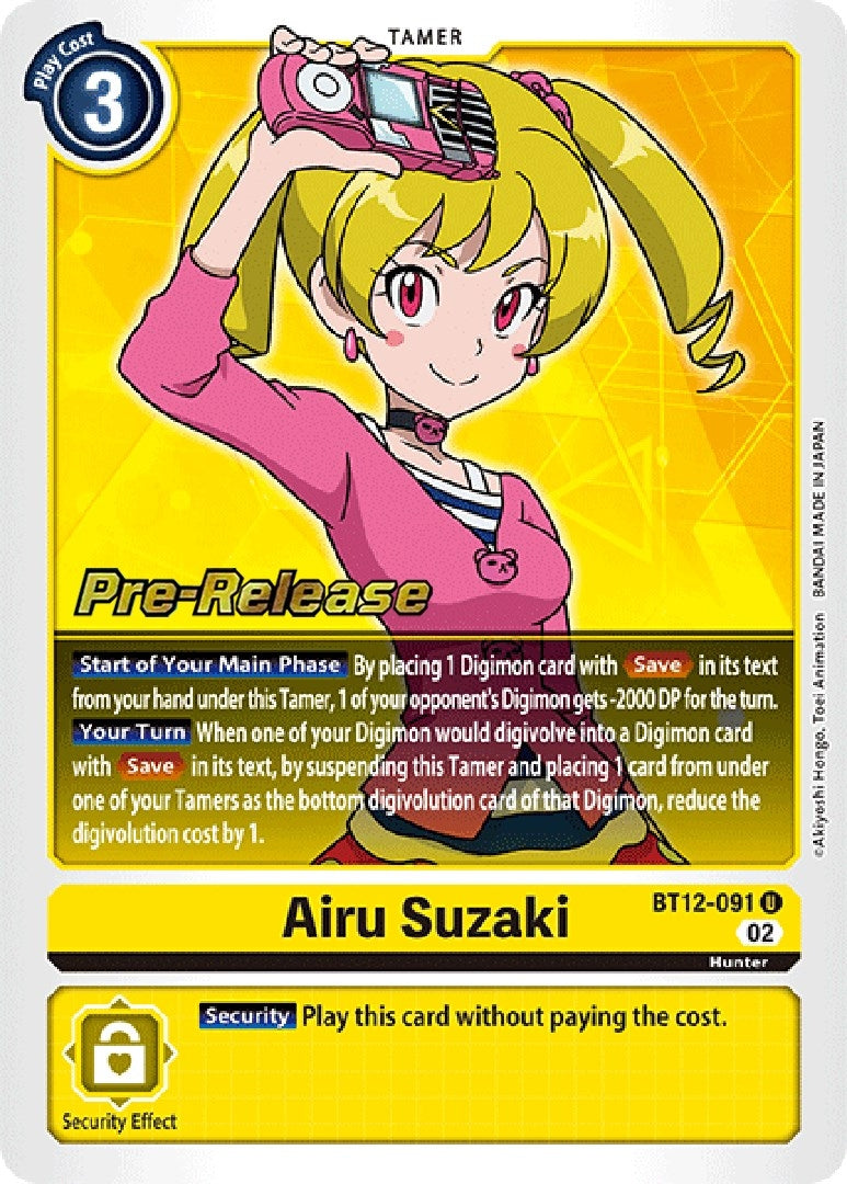 Image for Airu Suzaki (BT12-091 U) (Across Time Pre-Release Cards) - Digimon Card Game