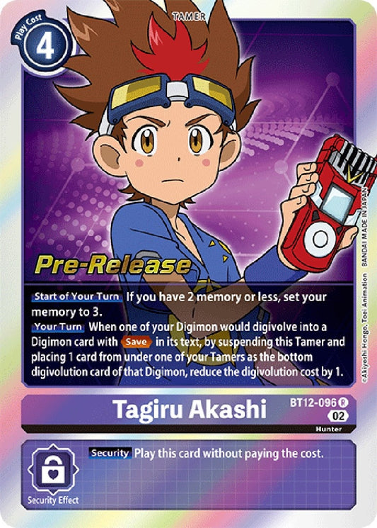 Image for Tagiru Akashi (BT12-096 R) (Across Time Pre-Release Cards) - Digimon Card Game