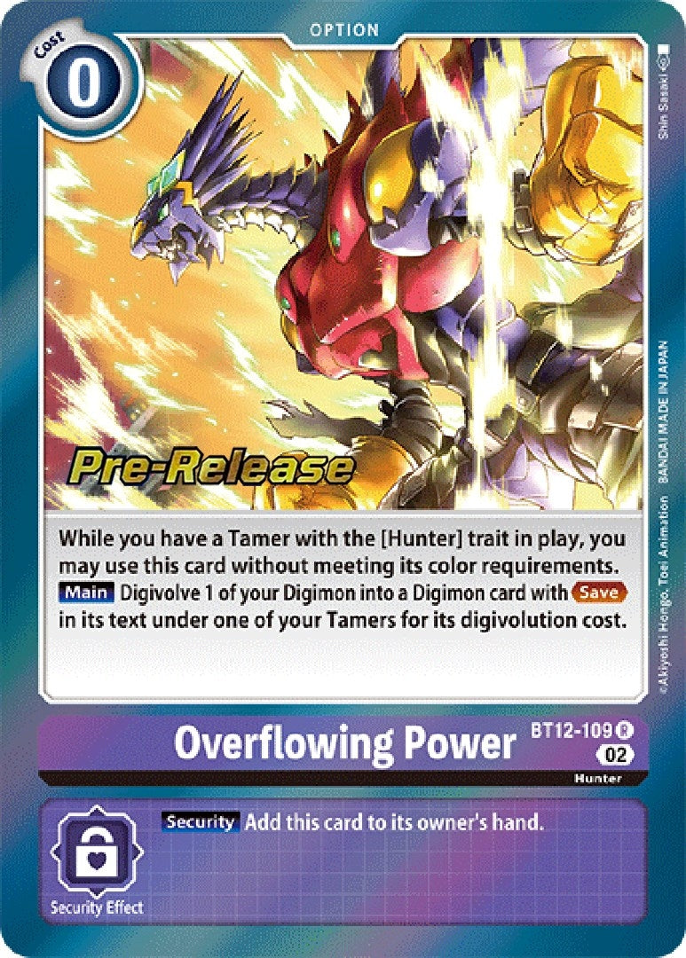Image for Overflowing Power (BT12-109 R) (Across Time Pre-Release Cards) - Digimon Card Game