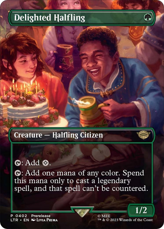 Image for Delighted Halfling (Borderless) (402) (Universes Beyond: The Lord of the Rings: Tales of Middle-earth) - Magic: The Gathering